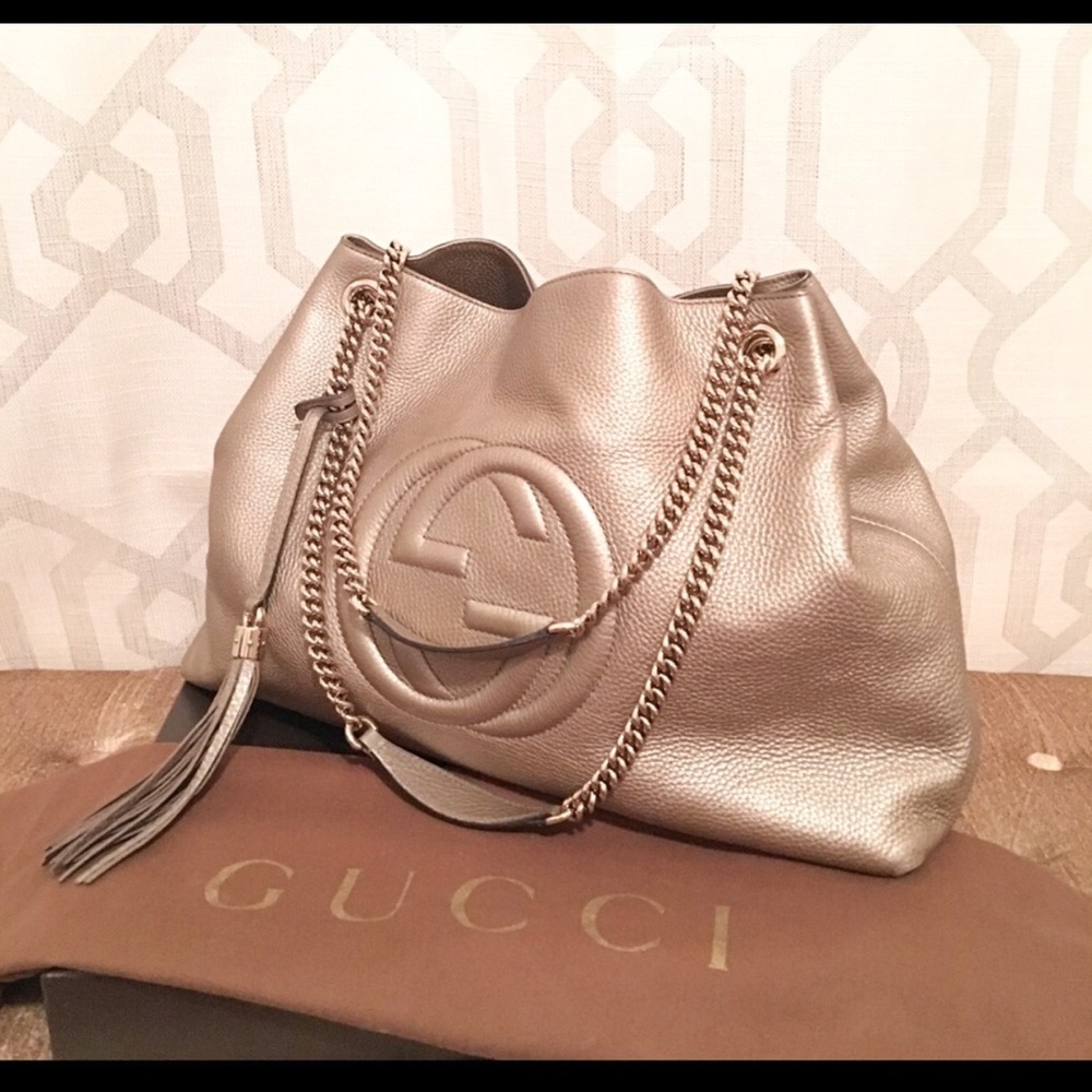 Gucci Large Soho Metallic Gold Shoulder Bag - Picture 1 of 8